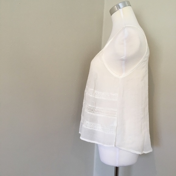 Last 1! Lush Pin-tucked Cami Top Sheer Crochet - Picture 5 of 7